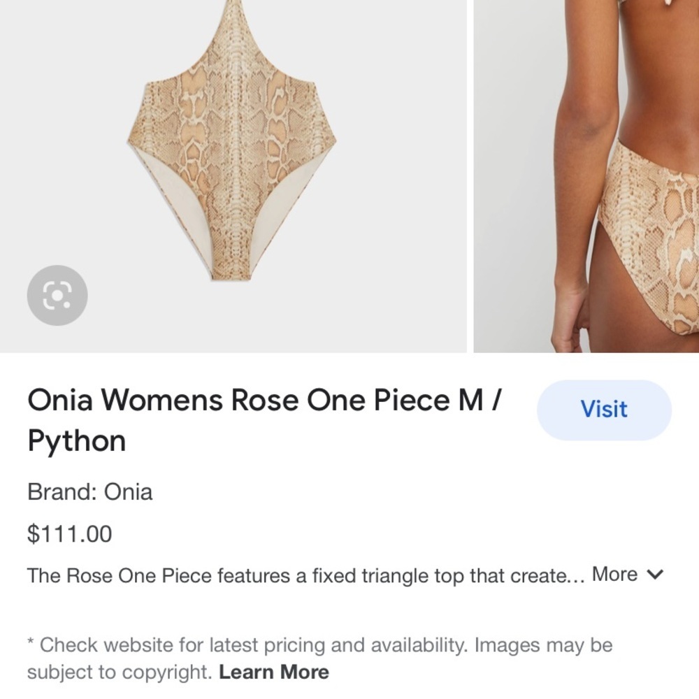 ONIA Rose one piece swimsuit new without tags xs liquid suede python - Picture 2 of 7